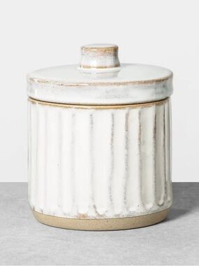 Hearth & Hand with Magnolia Embossed Stoneware Reactive Glaze 1/ Canister 4” x3.